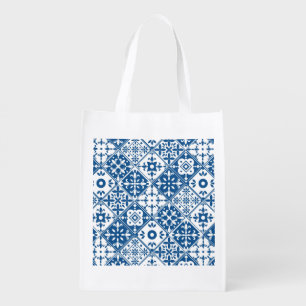 Blue Tile Santorini Greek/ Spanish themed Grocery Bag