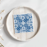 Blue Tile Santorini Greek/ Spanish themed Napkins<br><div class="desc">Mediterranean Greek musical blue tiled-inspired Dancing Queen bridal shower paper napkin</div>