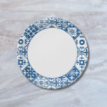 Blue Tile Santorini Greek/ Spanish themed Paper Plates<br><div class="desc">Mediterranean Greek musical blue tiled-inspired Dancing Queen bridal shower paper plates.</div>