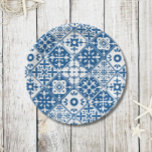 Blue Tile Santorini Greek/ Spanish themed Paper Plates<br><div class="desc">Mediterranean Greek musical blue tiled-inspired Dancing Queen bridal shower paper plates.</div>