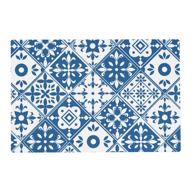 Blue Tile Santorini Greek/ Spanish themed Placemat (Front)