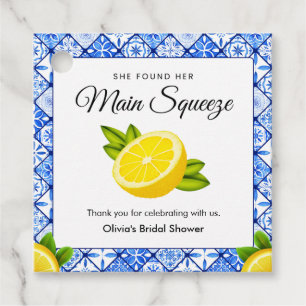 Blue Tile She Found Her Main Squeeze Bridal Shower Favor Tags