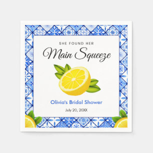 Blue Tile She Found Her Main Squeeze Bridal Shower Napkins