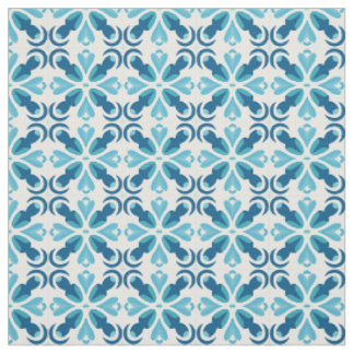 Blue Tile Style Pattern Fabric