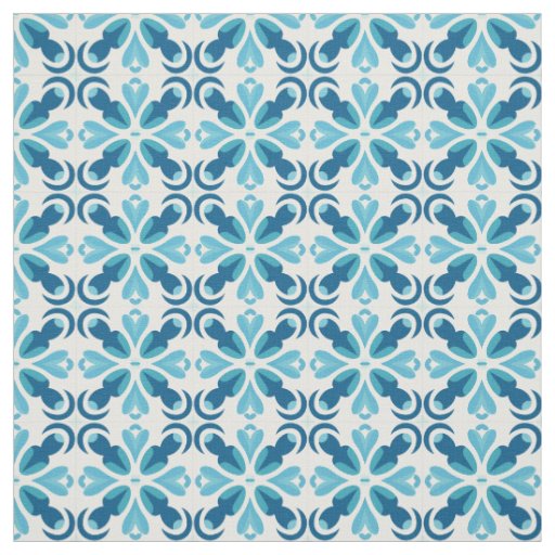 Blue Tile Style Pattern Fabric