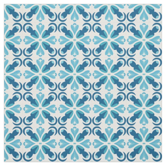 Blue Tile Style Pattern Fabric (Swatch)