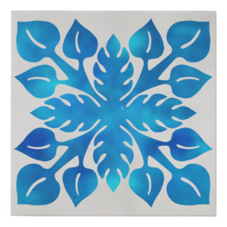 Blue tile wall art - indigo