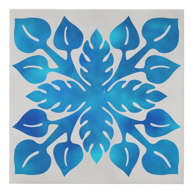 Blue tile wall art - indigo (Front)