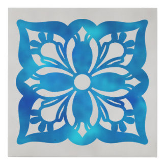 Blue tile wall art - indigo