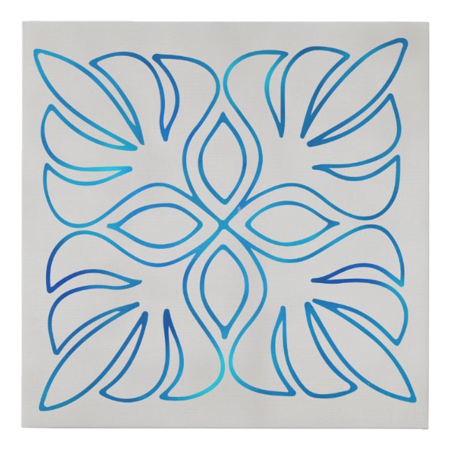 Blue tile wall art - indigo (Front)