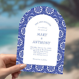 Blue Tile Wedding Invitation