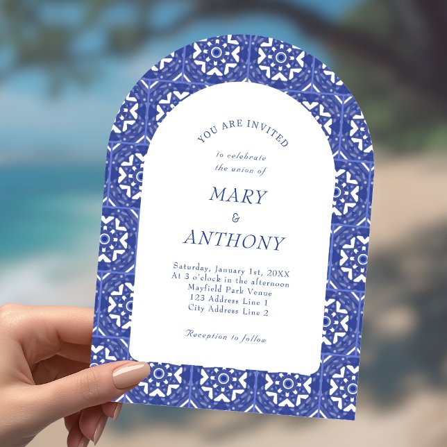 Blue Tile Wedding Invitation (Creator Uploaded)