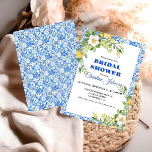 Blue tileLemon and Moroccan positano Bridal Shower Save The Date