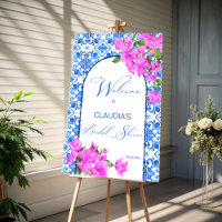 Blue Tiles and Bougainvillea elegant welcome sign