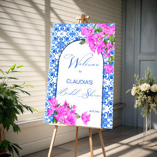 Blue Tiles and Bougainvillea elegant welcome sign