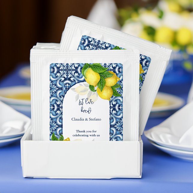 Blue tiles and lemon Amalfi Positano wedding favor Tea Bag Drink Mix (Wedding favors Blue tiles and lemon Amalfi Positano wedding favor Tea Bag Drink Mix)