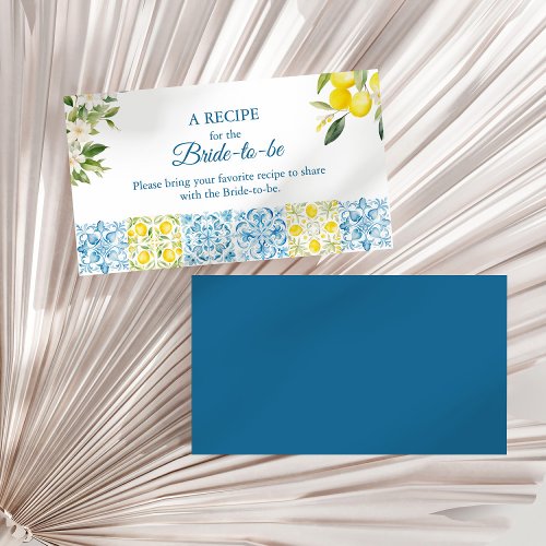 Blue Tiles and Lemons Bridal Shower Share A Recipe Enclosure Card