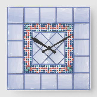 Blue Tiles and mosaic clock