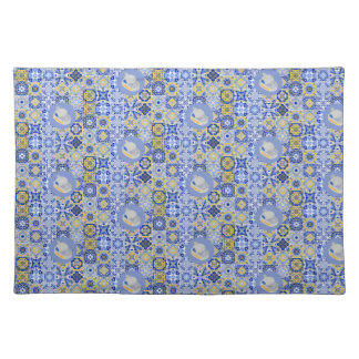  Blue Tiles and Sardines Cloth Placemat