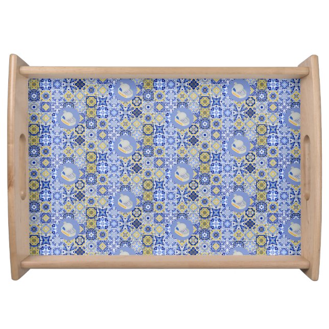  Blue Tiles and Sardines Serving Tray (Front)