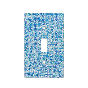 Blue tiles background light switch cover