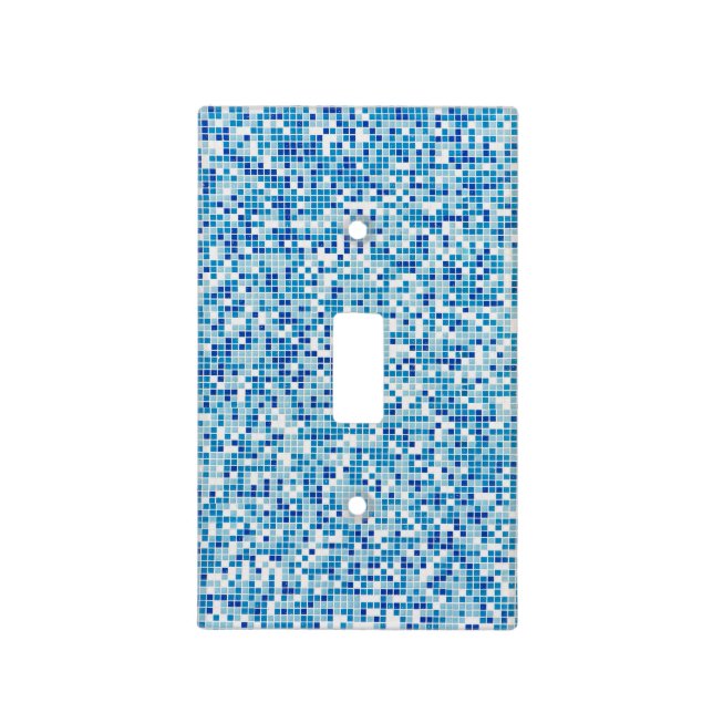Blue tiles background light switch cover (Front)