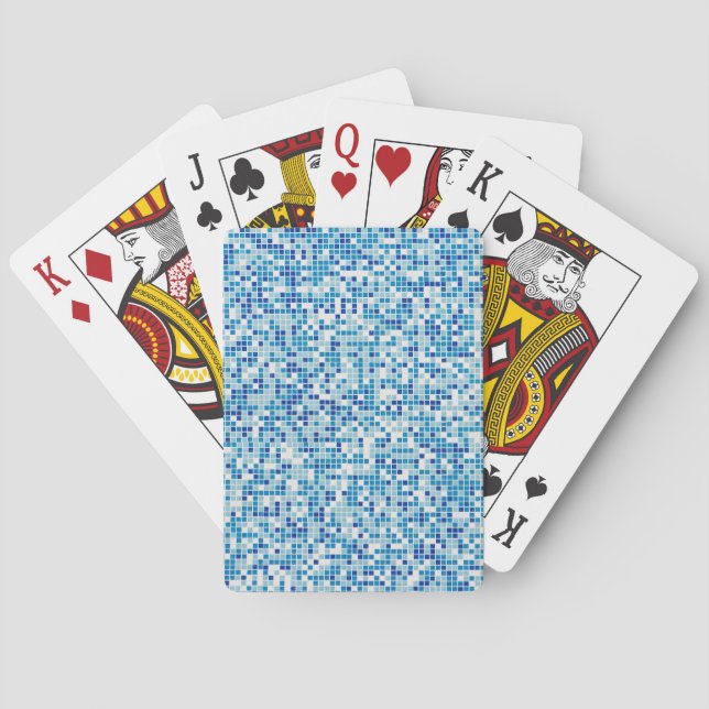 Blue tiles background poker cards (Back)