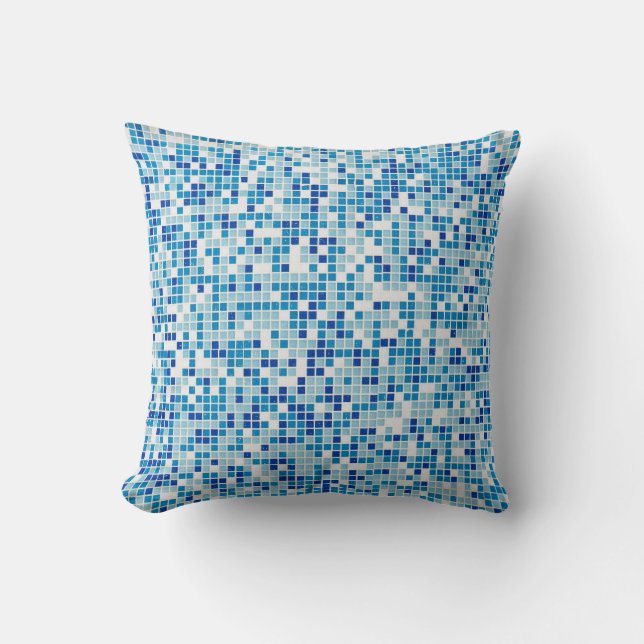 Blue tiles background throw pillow (Front)