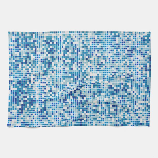 Blue tiles background towel (Horizontal)