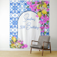 Blue Tiles Bougainvillea elegant photo background