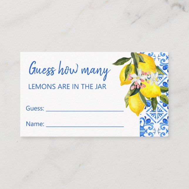 Blue Tiles Bougainvillea guess how many Enclosure Card (Front)