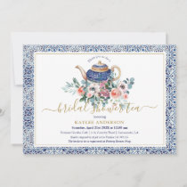 Blue tiles Bridal Shower tea invitation card