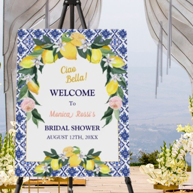 Blue Tiles Ciao Bella Bridal Shower Welcome Sign  (Creator Uploaded)