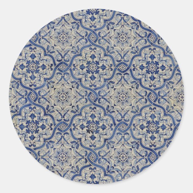 Blue Tiles Envelope Seal Stickers (Front)