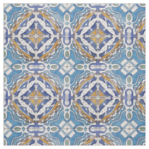 Blue Tiles Fabric