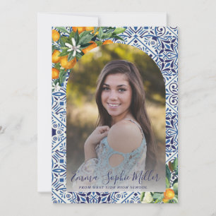 Blue tiles Graduation Announcement