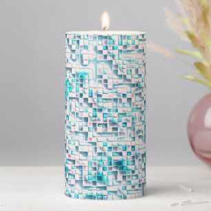 Blue tiles in textured rough style, mosaic square pillar candle