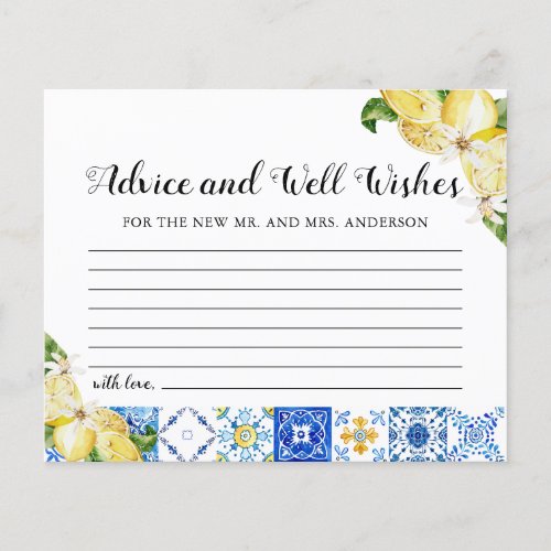 Blue Tiles Lemon Advice and Well Wishes Card