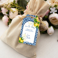 Blue tiles lemon Amalfi bridal shower thank you