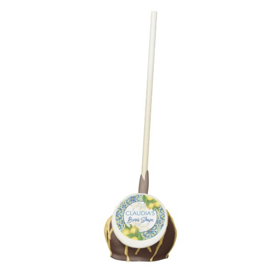Blue tiles lemon Amalfi Positano bridal shower Cake Pops (Front)