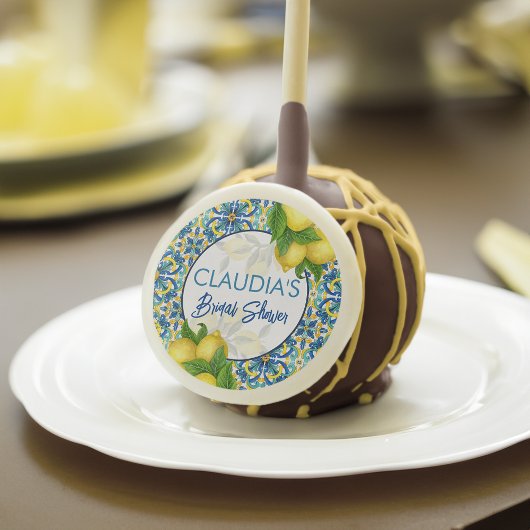 Blue tiles lemon Amalfi Positano bridal shower Cake Pops