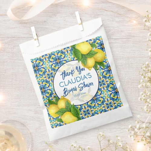 Blue tiles lemon Amalfi Positano bridal shower Favor Bag