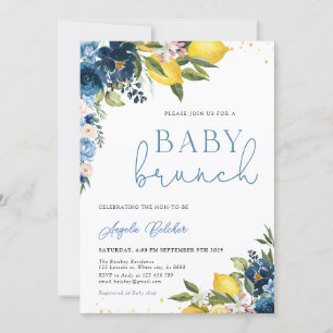Blue Tiles Lemon Baby Shower Invitation