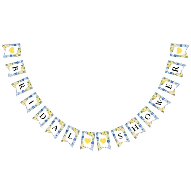 Blue Tiles Lemon Bridal Shower Bunting Flags (All)