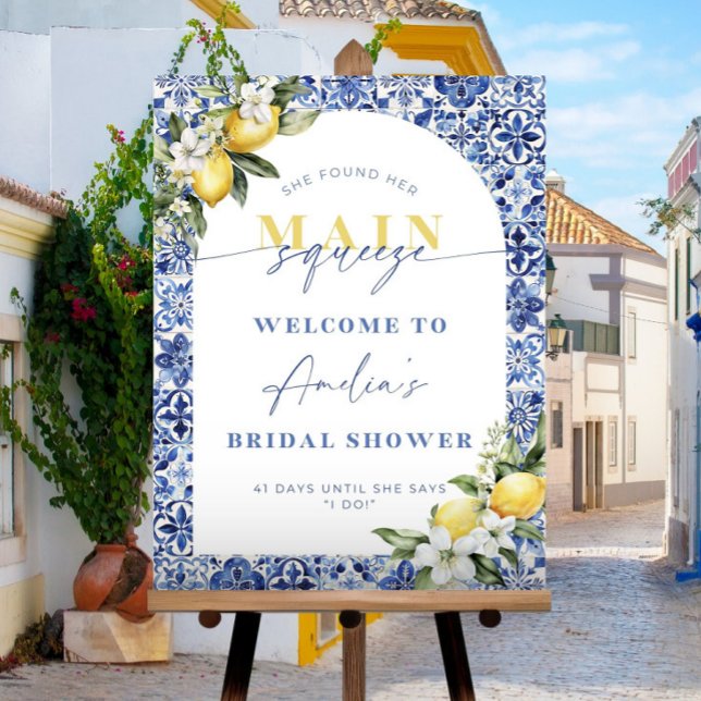 Blue Tiles Lemon Bridal Shower Welcome Sign Italia (Creator Uploaded)