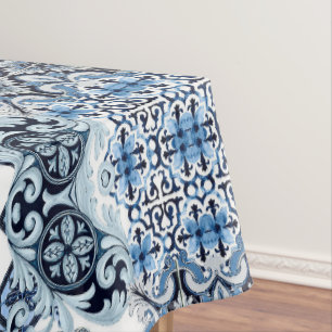Blue tiles lemon Mediterranean Tablecloth
