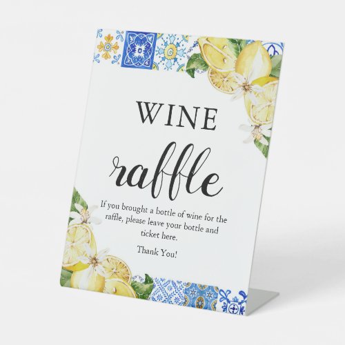 Blue Tiles Lemon Wine Raffle Bridal Shower Sign