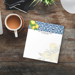 Blue tiles lemons Amalfi Positano personalized Notepad