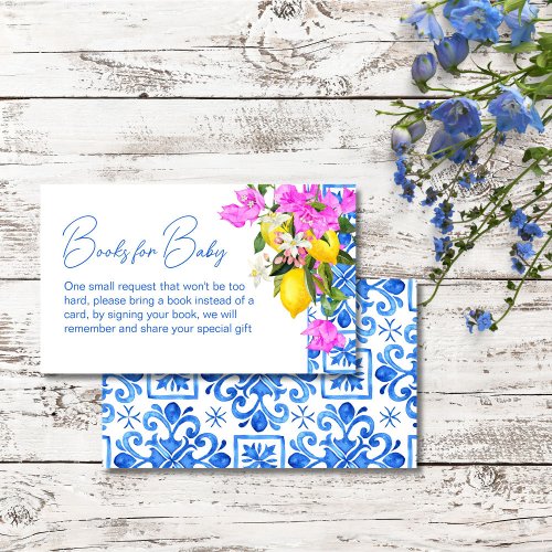 Blue Tiles Lemons Bougainvillea book request Enclosure Card