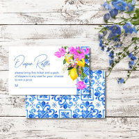 Blue Tiles Lemons Bougainvillea diaper raffle